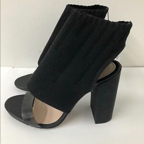 ZARA Black Peep Toe Chunky Heel Sandals - NEW - Picture 7 of 7